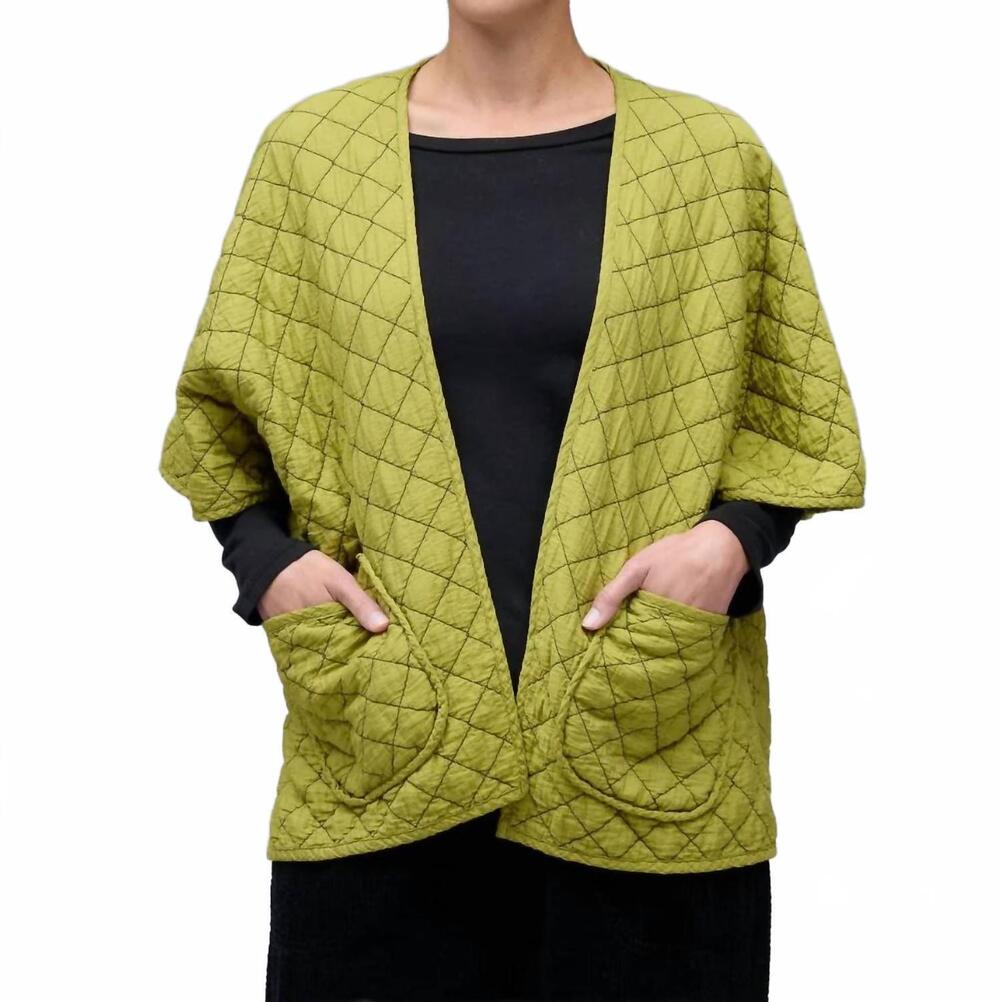 NEW CUT LOOSE quilted parachute shawl cardigan in frog